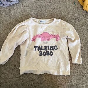 Bobo Choses Pink and Cream Long Sleeve Tee
